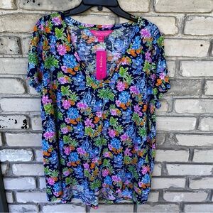 Lilly Pulitzer Etta V neck  Disney Multicolor Disney theme top.